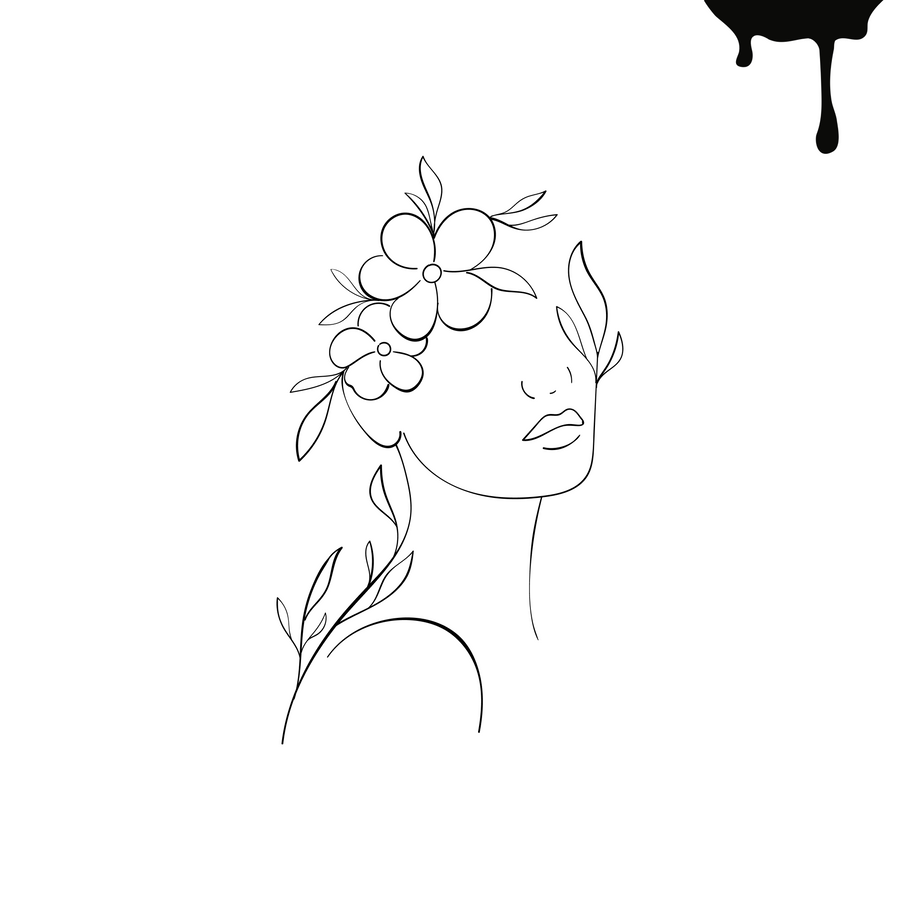 Silhouette of a woman with flowers