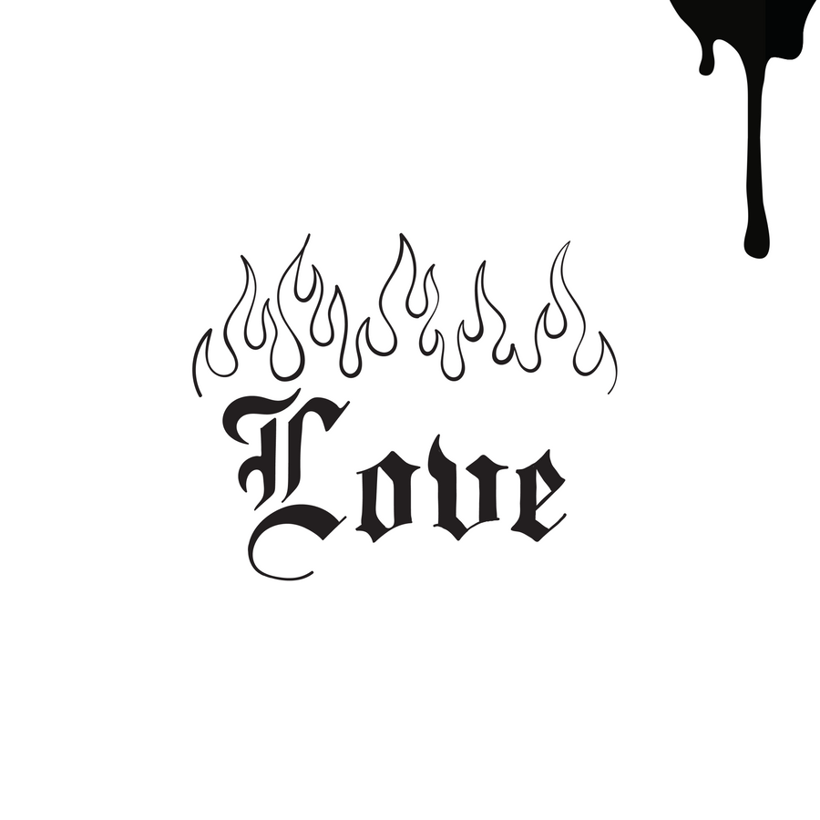 Flaming love tattoo